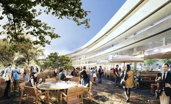 Ini yang baru, Apple Campus 2 juga akan disediakan lebih banyak kafe outdoor. Apalagi suasana hijau di sekeliling campus membuat pekerja pun nyaman.