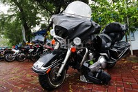 Harley Davidson itu kini diamankan di Pos Polisi Lapangan Banteng.