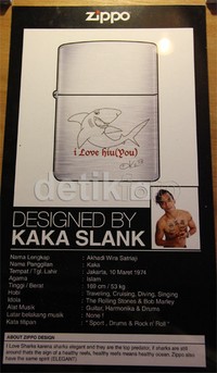 'I Love Hiu (You)' menjadi desain dari Kaka 'Slank'. Asep/detikHOT.    4. Desain Zippo dari Andy '/rif'. Asep/detikHOT.