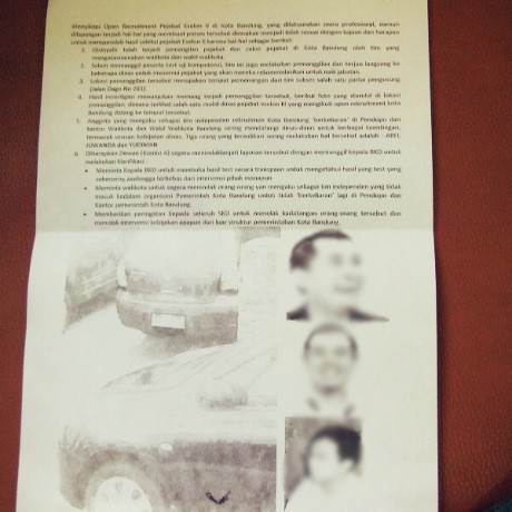 Beredar Surat Kaleng Soal Lelang Jabatan di Pemkot Bandung