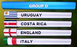 Grup neraka bisa dibilang tercipta di Grup D. Tiga negara yang pernah jadi juara dunia akan dipertemukan: Uruguay, Italia, dan Inggris. Kosta Rika kemudian akan melengkapi grup ini. Buda Mendes/Getty Images.