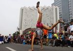Komunitas Parkour Unjuk Kebolehan di Bundaran HI