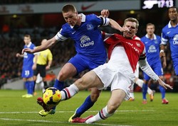 Dari klasemen sementara, anak didik Arsene Wenger kini masih bertahan di posisi teratas dengan poin 35. Mereka unggul lima angka atas Liverpool yang menguntit di bawahnya. Sementara bagi Everton, hasil ini juga membuat mereka tak beranjak dari posisi lima klasemen dengan poin 28. REUTERS/Andrew Winning.