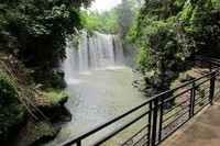 Pepohonan rimbun dan bebatuan hitam menjadi pemandangan yang bisa Anda lihat di sekitar Air Terjun Temam. Udara di sana sangat segar dan suasananya tenang (Afif/detikTravel)