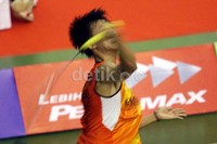 Ihsan maulana Mustofa dari klub Djarum Kudus, dipartai final, harus mengakui keunggulan lawannya Alamsyah Yunus dari klub Pertamina Indonesia setelah dikalahkan dengan dua set langsung.