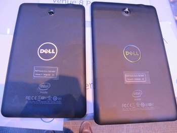 Tampak belakang tablet Venue 7 dan Venue 8.