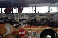 Petugas pemadam kebakaran melakukan pendinginan.