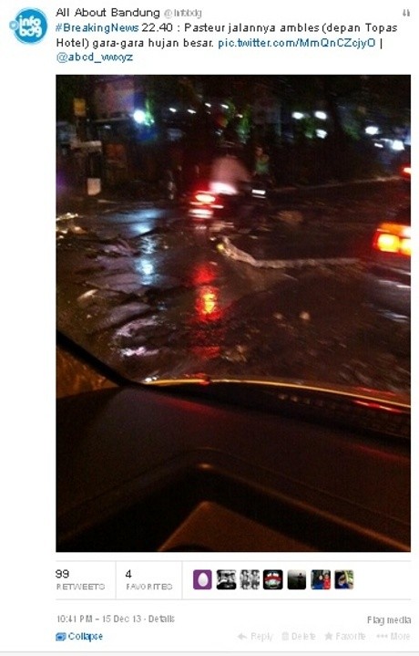 Hujan Besar, Aspal Jalan Pasteur Terangkat