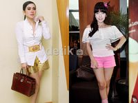 Gaya Hot Pants Syahrini vs Bella Sophie 