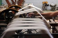 Industri sutra Indonesian umumnya terdiri dari produsen kecil dan lokal berbeda dengan industri ulat sutera di negara-negara seperti Jepang, Cina dan Thailand yang lebih maju. Sutra yang dihasilkan digunakan dalam pembuatan kerajinan tradisional termasuk pakaian batik dan tekstil. Nurcholis Anhari Lubis/Getty Images.