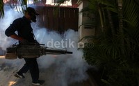 Satu persatu rumah-rumah besar di kawasan itu diasapi.