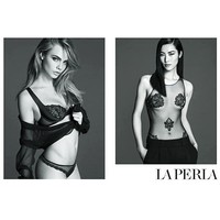 Cara Delevingne dan Liu Wen berpose seksi untuk rumah mode yang terkenal akan koleksi underwear dan lingerie, La Perla. Difoto oleh Mert Alas dan Marcus Piggott, nuansa hitam putih digunakan untuk meredam kesan seksi yang berlebihan.