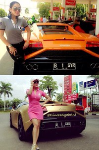 Pelantun 'Cinta Tapi Gengsi' itu kerap memamerkan Lamborghini Gallardo-nya lewat akun Instagram @princessyahrini. (Instagram)