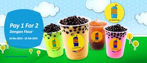 Pay 1 For 2 HOP HOP Bubble Drink dengan Flazz