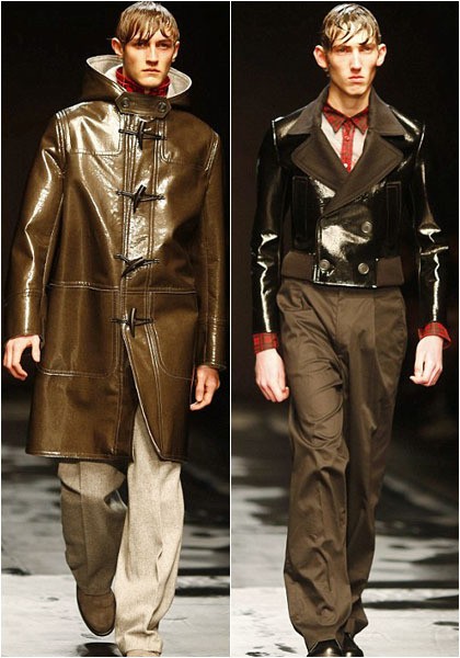 Mengingat London Collection ini adalah rangkaian koleksi Autumn/Winter 2014, desainer Topman juga menghadirkan varian jas hujan. Di antaranya adalah trench coat dengan dominasi warna coklat berikut. Nuansa retro ala Londoners tampak kental untuk look yang satu ini.