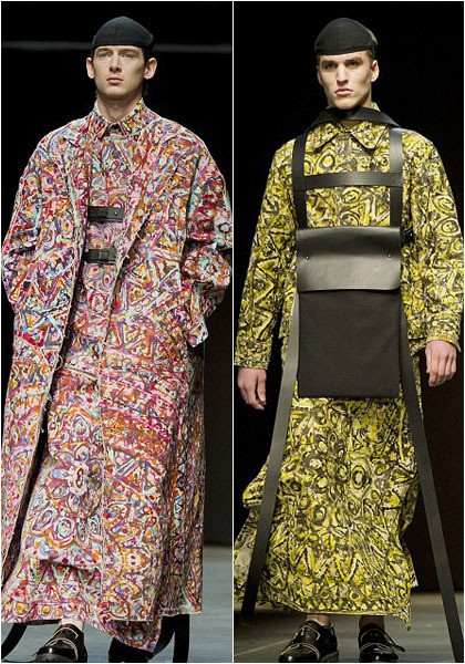 Craig Green jadi salah satu desainer dengan karya unik. Para model berjalan di runway mengenakan kimono penuh motif, yang dibuat modern dengan kerah kemeja.