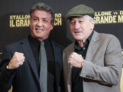 Sylvester Stallone dan Robert De Niro di Sesi Foto Grudge Match