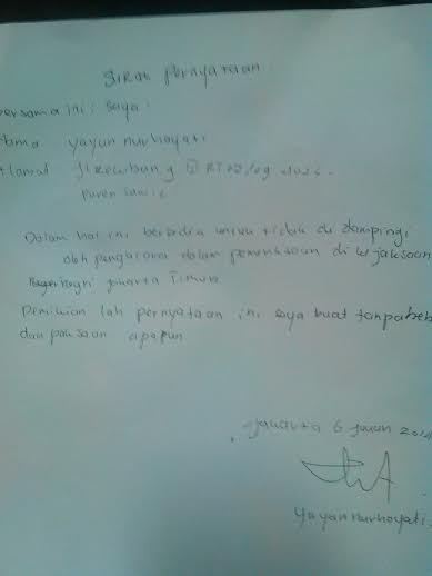 Jaksa Tunjukkan Surat Yayan Tak Bersedia Didampingi Pengacara
