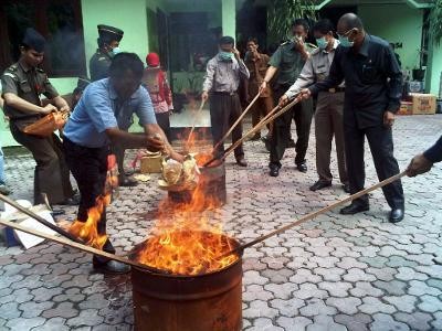 Barang Bukti Narkoba Senilai Miliaran Rupiah Dibakar