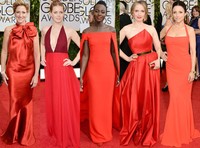 Julia Louis-Dreyfus, Amy Adams, Lupita Nyongo dan banyak lagi seleb yang mengenakan gaun merah di red carpet Golden Globes Awards tahun ini. Apakah kini warna merah telah menggantikan popularitas gaun hitam di red carpet?
