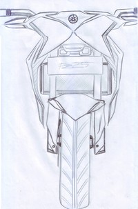     Sketsa ini dibuat bukan dari Yamaha, tapi dari seorang pembaca Otolovers, Ridwan Habibillah, yang mencoba untuk membayangkan bagaimana bila Yamaha memproduksi penerus Scorpio Z. Sketsa pun dia buat. (Ridwan Habibillah).