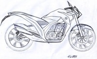     Sketsa ini dibuat bukan dari Yamaha, tapi dari seorang pembaca Otolovers, Ridwan Habibillah, yang mencoba untuk membayangkan bagaimana bila Yamaha memproduksi penerus Scorpio Z. Sketsa pun dia buat. (Ridwan Habibillah).