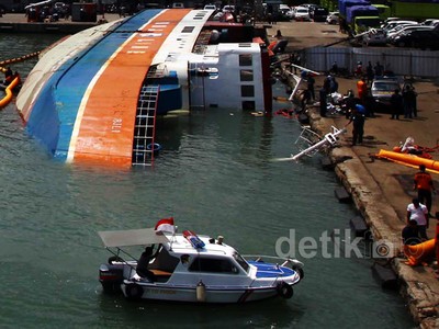Kapal Tenggelam di Pelabuhan Tanjung Priok