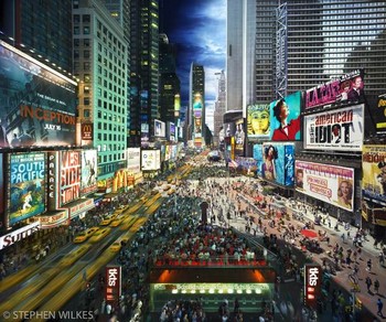Suasana ramai di Time Square. (kredi foto: Stephen Wilkes)