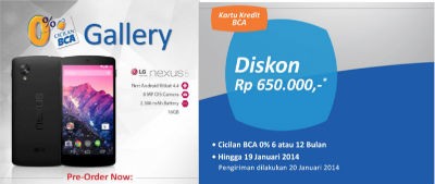 Pre-Order Google Nexus 5 Anda Sekarang dan Dapatkan Diskon Rp. 650.000 dengan Kartu Kredit BCA