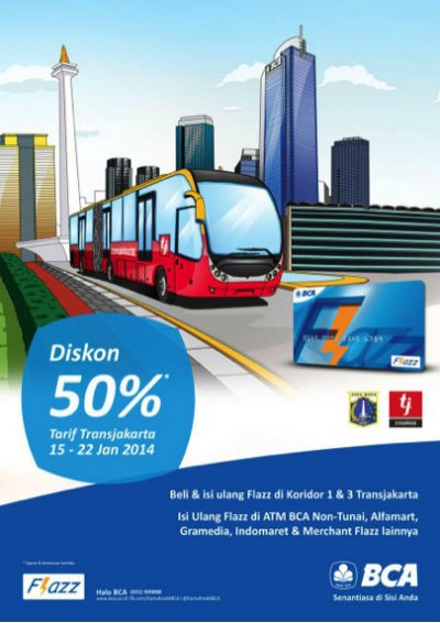 Bayar Transjakarta dengan Flazz, Lebih Irit 50%