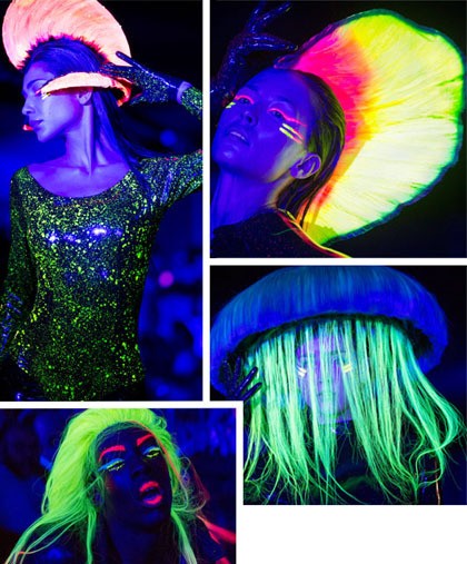 Charlie Le Mindu, seorang desainer Prancis yang juga membuat headpiece menampilkan hiasan kepala yang aneh dan unik. Hiasan yang tercipta dari rambut tersebut memberikan efek glow in the dark. Kreasi rambut kali ini dibuat seperti bentuk ubur-ubur hingga rambut bergaya punk.