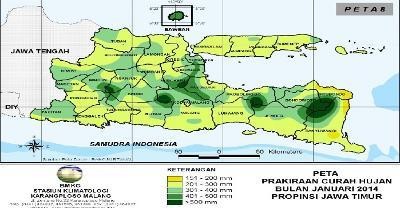 Curah Hujan Di Jatim Lebih Rendah Dibandingkan Di Jawa Sisi