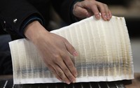 Hingga menjadi rangkaian sebanyak 500 lembar kertas yang siap di sulap menjadi sebuah patung. REUTERS / Jason Lee