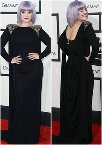 Penampilan Kelly Osbourne juga tak kalah mencuri perhatian. Bukan saja karena rambut bob ungunya, tapi juga gaun hitam panjang yang dramatis dengan ornamen payet di bahu. Presenter Fashion Police ini menutupi tubuhnya dengan gaun long sleeve, dari Badgley Mischka. Tampaknya Kelly juga mencoba membuat tren aksesori baru dengan memakai kalung rantai panjang secara terbalik.