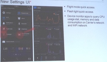 Di dalam settingan baru ini juga terdapat pilihan untuk mengakses flight mode secara cepat jika kita sedang buru-buru naik pesawat, dan juga fitur senter yang bisa berguna jika tiba-tiba mati lampu. Di sini juga ada device monitor untuk memantau penggunaan memori, konsumsi bandwidth data, dan juga koneksi jaringan, baik lewat Wifi maupun seluler.