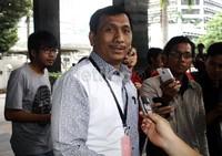 Pasek tiba di gedung KPK, Jl Rasuna Said, Jakarta. Lamhot Aritonang/detikFoto.