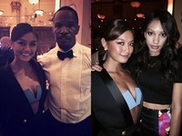 Agnes Monica tampil seksi dalam balutan busana dari Balmain saat hadir di acara Pre-Grammy 2014. (Instagram)