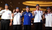 (Kiri ke kanan) Anies Rasyid Baswedan, Endiartono Sutarto, Marzuki Alie, Gita Wirjawan, dan Ali Masykur Musa mengikuti debat capres konvensi Partai Demokrat.