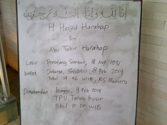 Almarhum Eks Menhut Hasjrul Harahap Sudah 2 Tahun Idap Kanker