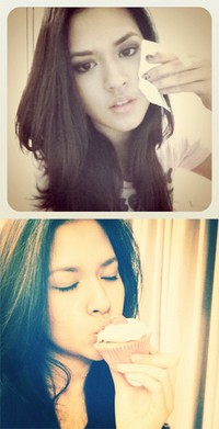 Foto Raisa membersihkan make-up dan memakan cup cake pun mencuri perhatian para fans. (Instagram)