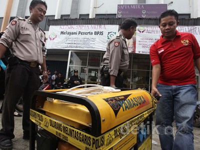 Puslabfor Olah TKP di Klinik Sapta Mitra
