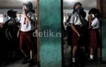 Siswa Bermasker Korban Gunung Kelud