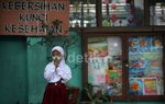 Siswa Bermasker Korban Gunung Kelud