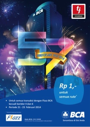 HUT BCA : Bayar Tiket Transjakarta Hanya Rp 1,- dengan Flazz