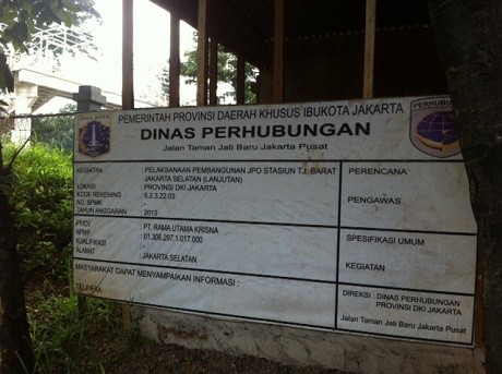 Pembangunan JPO Tanjung Barat Terbengkalai, Mangkrak Sejak Akhir 2013