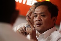 Ketua Bidang Advokasi DPP Partai Gerindra Habiburokhman memberikan keterangan pers terkait masalah DPT di Gerindra Media Center, Jalan Harsono RM No 54, Ragunan Jakarta Selatan.