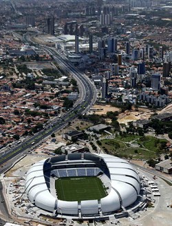 Arena das Dunas di Natal. Stadion yang terletak di distrik Lagoa Nova ini berkapasitas 42.000 tempat duduk. Reuters/Sergio Moraes.