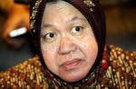 Ekspresi Wali Kota Surabaya Tri Rismaharini