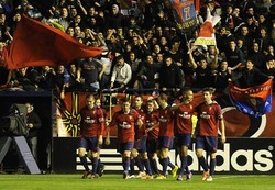 Tiga gol yang dicetak Osasuna dibabak pertama ini dicetak oleh Alvaro Cejudo dimenit ke 6, Emiliano Daniel Armenteros di menit 21, dan Roberto Torres Morales dimenit 42. AFP PHOTO/Rafa Rivas.