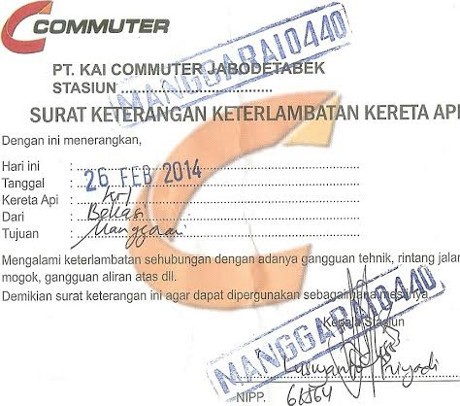 Ternyata Ada Lho Surat Keterangan Keterlambatan KRL